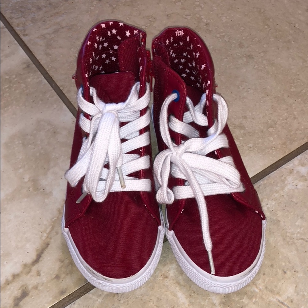 Red side zip high tops